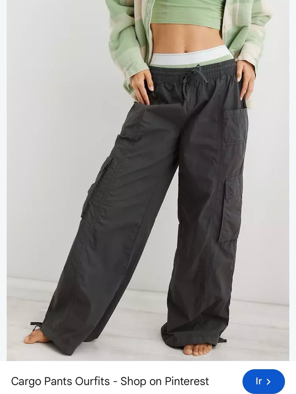 aerie Dark Gray Wide-Leg Cargo Pants
